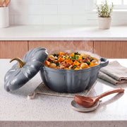 Pumpkin Shaped Enameled Cast Iron Casserole Pot with Lid Halloween Dutch Oven