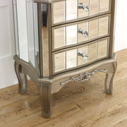 Mirrored 3 drawer bedside table antique silver vintage shabby chic bedroom chest