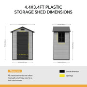 8x6 6x6 5x3 Plastic Garden Shed with Floor Window Lockable Door Wood Grain Grey