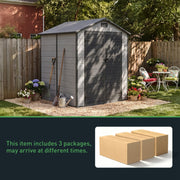 8x6 6x6 5x3 Plastic Garden Shed with Floor Window Lockable Door Wood Grain Grey