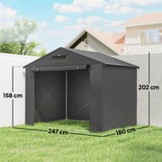 8 X 6FT GARDEN STORAGE SHED WITH VENTILATION DOUBLE SLIDING DOOR OUTDOOR TOOL