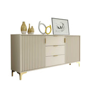 TV Unit Sideboard TV Stand Cabinet Cupboard Storage Milled Fronts Cashmere 140cm