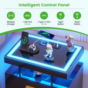 LED Bedside Table with Charging Station & Motion Sensor – Smart Bedroom Cabinet