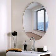 50x70cm Self Adhesive Wall Mounted Bathroom Mirror Plain Frameless Oval Mirrors