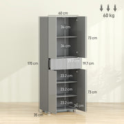 Tall Kitchen Storage Cupboard Cabinet Pantry Grey Freestanding Unit high gloss