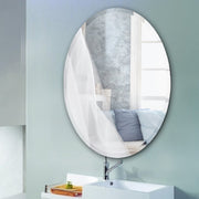 50x70cm Self Adhesive Wall Mounted Bathroom Mirror Plain Frameless Oval Mirrors