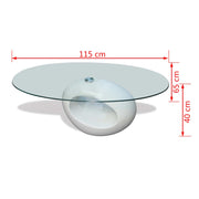 Coffee Table With Oval Glass Top High Gloss