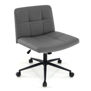 Criss Cross Chair PU Leather Upholstered Cross-legged Chair-Grey