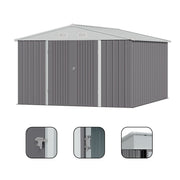 10 x 12 FT Galvanised Metal Steel Sheds Garden Storage Shed Ventilation w/ Door
