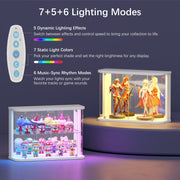 Small Rounded Display Case with Glass Doors & RGB Lights for Action Figures