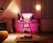 FITUEYES Eiffel FT65 Floor TV Stand F82F2444L Wood Tripod Media Shelves