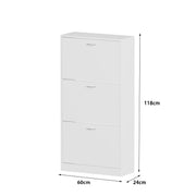 3 Drawer Shoe Cabinet Cupboard Storage Footwear Stand Wooden Rack Unit White