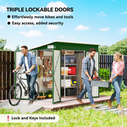 Outdoor Storage Shed, 7.5 x 4.3ft Metal Garden Shed, Green, Refurbished