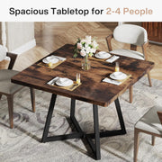 80cm Square Dinning Table for 4 People Industrial Kitchen Table with Metal Frame