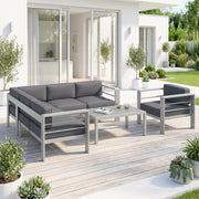 5 PCs Garden Sofa Set w/ Cushions, Aluminium Furniture Sets, Grey