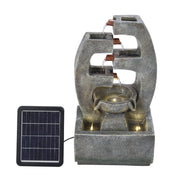 Solar Powered Garden Water Feature Outdoor Water Fountain Cascade with LED Light