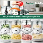 Mixer Food Processor Chopper, Stainless Steel Blender 2.5L+1.5L Timer 11 Speed U