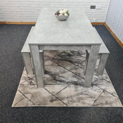Grey kitchen Dining Table and 2 Benches setof 4 space saver dining room