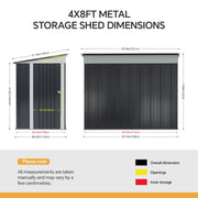 Metal Steel Garden Shed 9x4FT,8x4FT,6x4FT Outdoor Bike Storage House Tool Sheds