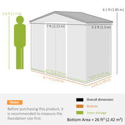 7 x 4ft Garden Shed Storage with Foundation Kit and Vents, Green