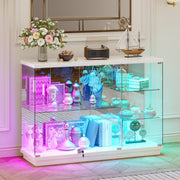 RGB Glass Display Cabinet with Lock, Motion Sensor, Display Case for Figures