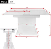 Extendable Dining Table White !SALE! Storage Kitchen Table Space Saving 130cm
