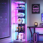 Corner Display Cabinet with Glass Doors Lockable RGB Lights Collectables Figures