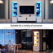 Glass Display Cabinet with 3 Color LED Lights & Motion Sensor for Collectibles