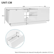 White Coffee Table !SALE! High Gloss LED RGB Storage Drawers 100cm Modern