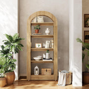 5-Tier Arch-Shaped Bookshelf, Modern Wooden Bookcase Open Display Storage Shelf