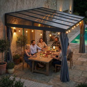Outdoor Pergola Gazebo Party Tent Garden Sun Shelter 4 x 3m w/ Curtain