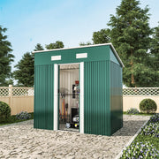4x6 FT Flat Roof Steel Storage Shed, Pre-drilled Steel Panels, Outdoor Tool Shed