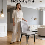 Set of 2 Dining Chairs PU Leather Padded Seat Metal Legs Home Kitchen Office