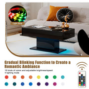 High Gloss LED Coffee Table Cocktail Center Table Modern Living Room Rectangle