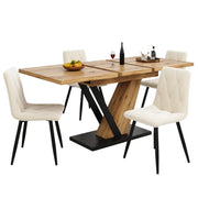 Extendable Dining Table Kitchen Table with MDF Top, Metal Legs 120-160x75x75.5cm