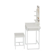 Dressing Table With Drawer LED Mirror Stool Set Makeup Desk Vanity Table Bedroom