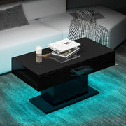 High Gloss LED Coffee Table Cocktail Center Table Modern Living Room Rectangle