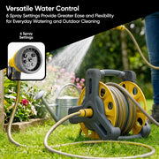 25M Garden Hose Reel Water Pipe with Spray Gun & Fittings Heavy Duty