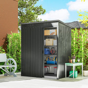 (Dark Grey, 5 x 3.5ft) Outsunny Metal Garden Shed with Effortless Assembly