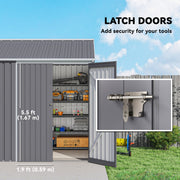 8x6ft Metal Garden Shed Outdoor Storage Shed w/ Doors Window, Grey