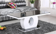 BLACK GLASS COFFEE TABLE HIGH GLOSS BLACK & WHITE EDENHALL LIVING ROOM FURNITURE