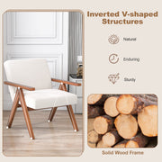 Modern Accent Chair Linen Fabric Armchair w/ Soft Padded Cushion Beige