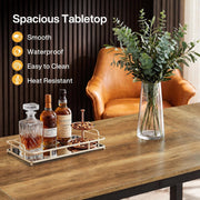 70.9'' Rectangular Bar Table Modern Counter Height Pub Table with Metal Footrest