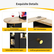 360°Dining Bar Table Kitchen Island with Storage Cabinet Cupboard & Open Shelves