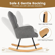 Modern Linen Rocking Accent Chair Upholstered Glider Rocker Armchair