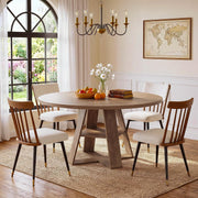 47.24'' Round Dining Table Farmhouse Wooden Kitchen Table with Storage for 4-6