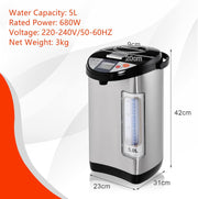 5L Instant Hot Water Dispenser with 5 Temp Settings & 24H Timer, Stainless Steel
