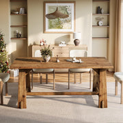 120cm Solid Wood Dining Table Farmhouse Rectangular Kitchen Table for 4-6 People