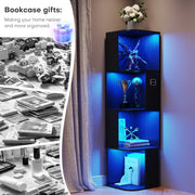 4-Tier Corner Display Cabinet with 3-Colour LED Lighting and Motion Sensor