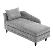 Single Chenille Fabric Sofa Bed Grey Chaise Lounge Bed with Storage